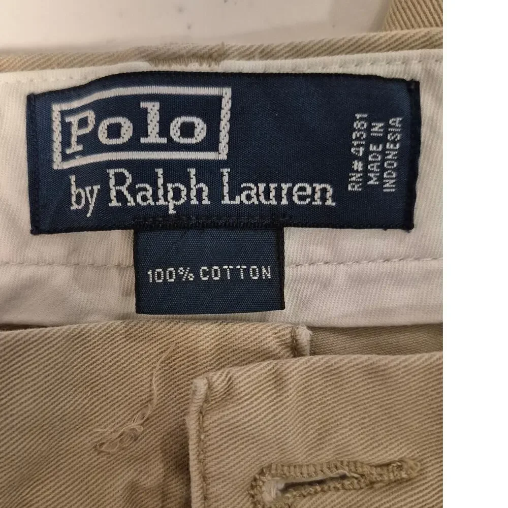 Vintage Polo Ralph Lauren Chino Pants Mens 35x30 Khaki Trousers Made in USA